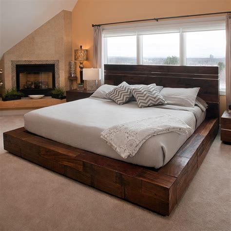 reclaimed wood platform bed