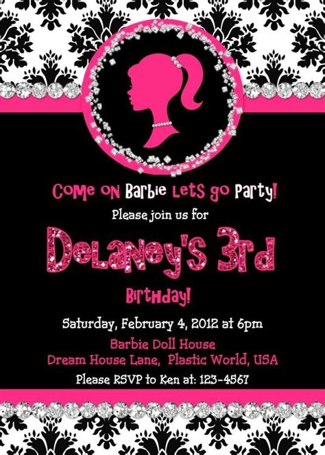 birthday party invites barbie invitations barbie party