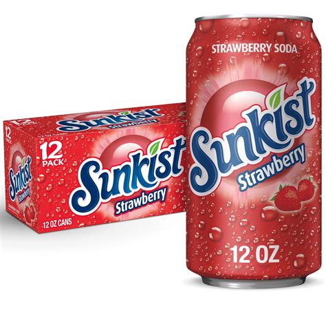 sunkist caffeine  strawberry soda pop  fl oz  pack cans