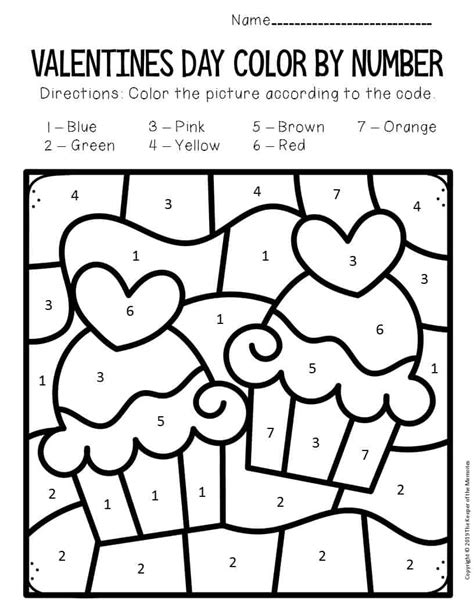 printable valentines day color  number