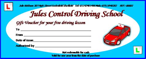 templates driving lessons certificate template