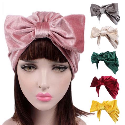 Buy Women Velvet Big Bow Bowknot Hair Bands Turban Hat