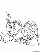 Easter Bunny Coloring Pages Cute Painting Egg Printable Print Color Drawing Supercoloring Book Dot sketch template