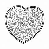 Doodle Coloring Pages Printable Heart Abstract Adult Printablee sketch template