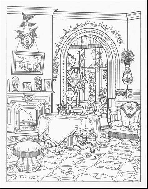 wonderful interior house coloring page  house coloring page