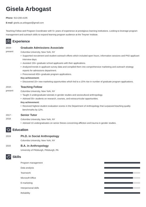 phd resume   industry  academic jobs