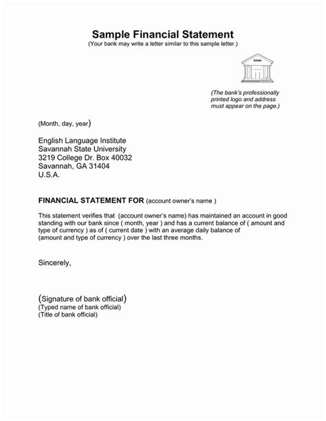 write  financial statement letter allcot text
