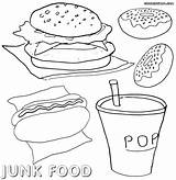 Food Coloring Pages Junk Unhealthy Healthy Colorings Junkfood sketch template