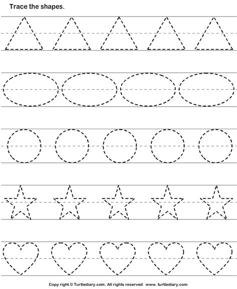 trace  color shape shapes worksheets shape tracing worksheets