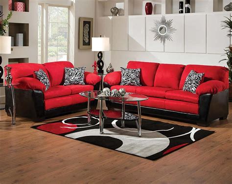 bold red  black couch set implosion red sofa loveseat living
