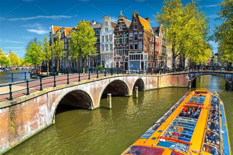 amsterdam canals  bridges architecture stock  creative market