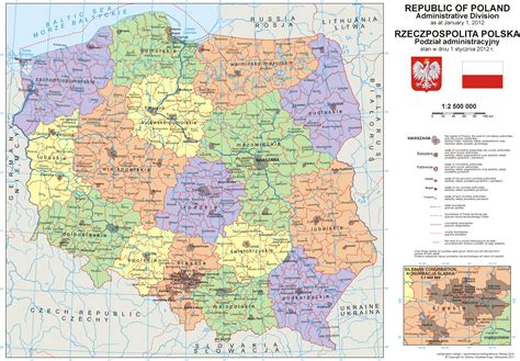large detailed political  administrative map  poland   cities  roads vidiani