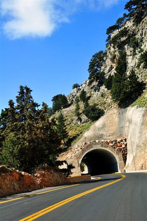 mountain tunnel stock image image  greece curve clear