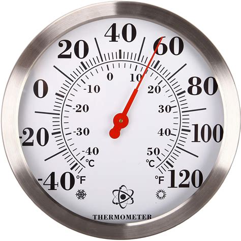 miksus  stainless steel premium wall thermometer large indoor outdoor  ebay