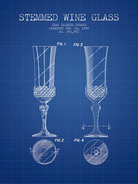 Stemmed Wine Glass Patent From 1988 Blueprint Digital