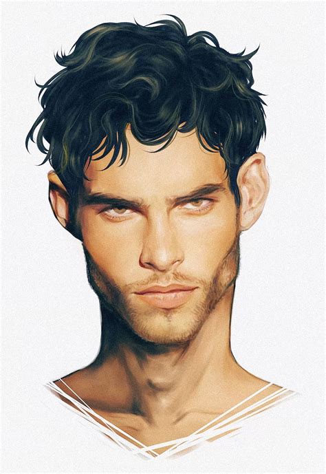 male model spain digital art realistic stuble realistic hair drawing