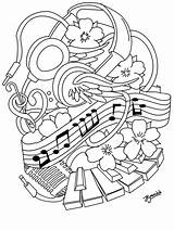 Tattoo Music Coloring Outline Pages Sheets Tattoos sketch template