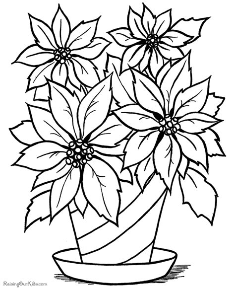 christmas flower printable coloring pages