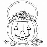 Trick Bag Pumpkin Coloring Pages Treats Halloween Treat Categories Kids sketch template