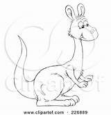 Kangaroo Cute Outline Clipart Illustration Royalty Coloring Rf Hopping Yellow Bannykh Alex Surfing Wave Clipartof sketch template