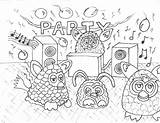 Furby Colorir Ball Furbies Partying Kids Girls Colouring Links sketch template