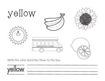 yellow color  write worksheet kindergarten worksheets preschool