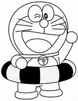 Doraemon Mewarnai Boneka Bermain Berenang sketch template