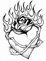 Coloring Pages Flames Fire Popular Heart sketch template