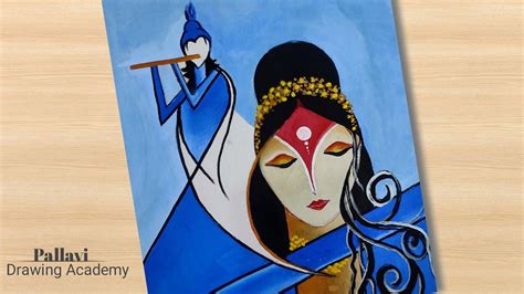 lord krishana painting indian folk art  poster color easy