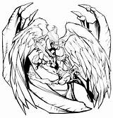 Teufel Engel Satan Archangel Defeating sketch template