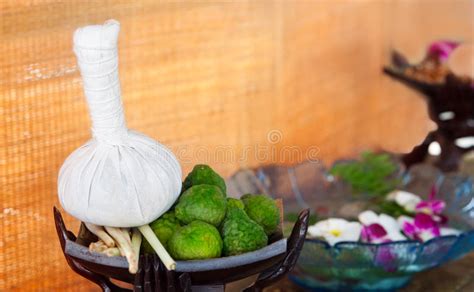 herb ball  herbs  spa massage stock image image  body