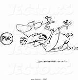 Cartoon Man Panic Rushing Coloring Vector Push Outline Button Leishman Ron Royalty sketch template