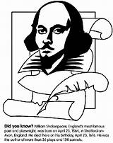 Shakespeare Coloring William Pages Crayola Color sketch template