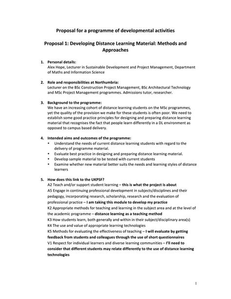 proposal  developing distance learning material methods