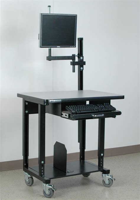 stackbin computer stations mobile computer station  monitor arm