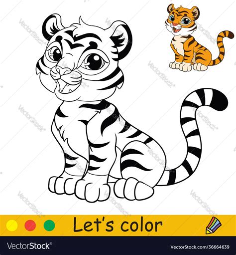 cute sitting tiger coloring  colorful template