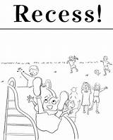 Recess Coloring Time Kids Kindergarten Play sketch template