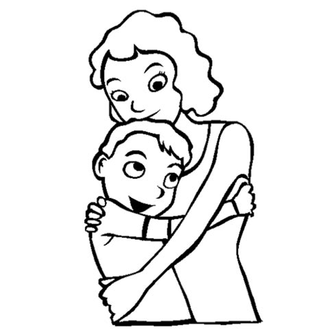 happy mothers day mom  son hugging printable coloring page  kids