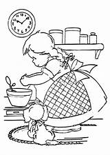 Cooking Coloring Girl Pages Chef Cook Printable Clipart Baking Kitty Hello Kids Large sketch template