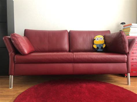 rote echt leder couch sofa kaufen auf ricardo