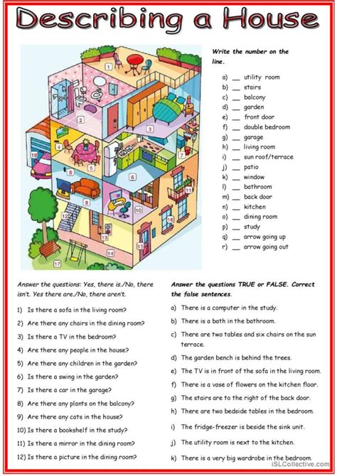 picture description house pictur english esl worksheets