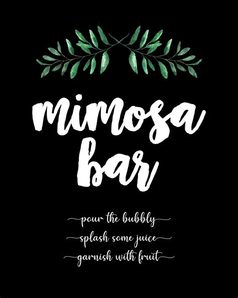 mimosa bar signs printable customize  print
