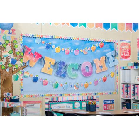 watercolor  bulletin board display inspiring young minds  learn