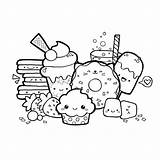 Food Coloring Pages Doodles Kawaii Cute Doodle sketch template