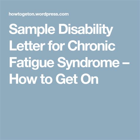 sample disability letter  chronic fatigue syndrome chronic fatigue