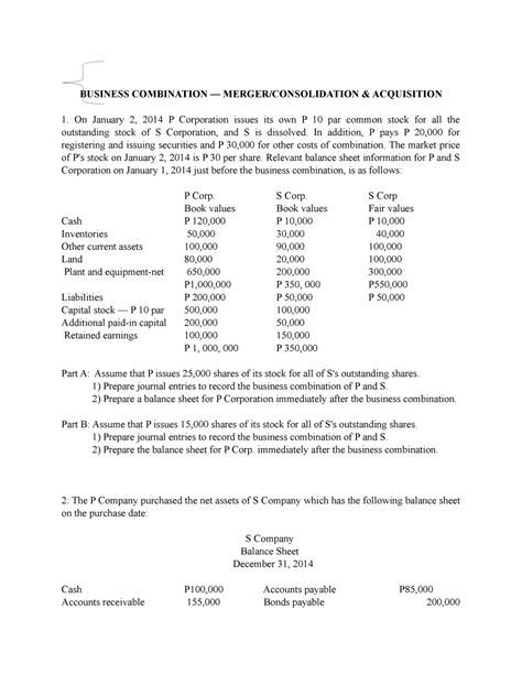 combination consolidated financial statement business combination
