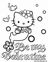 Coloring Kitty Mermaid Valentines Pages Hello Flower Valentine Bubbles Printable Color Comments Print sketch template