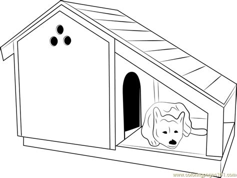 dog resting  house coloring page  kids  dog house printable