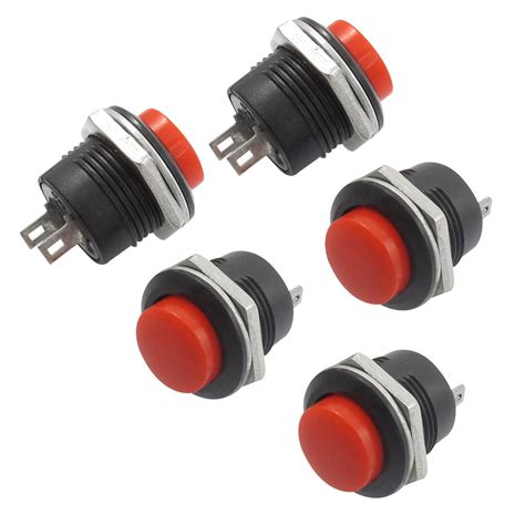 5xcap Momentary Panel Mount Round Pushbutton Switch 6a 125v 3a 250v