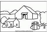 Farm Coloring Drawing Barn Pages House Scene Simple Printable Hay Bale Line Farmhouse Easy Farming Scenes Draw Clipart Background Buildings sketch template